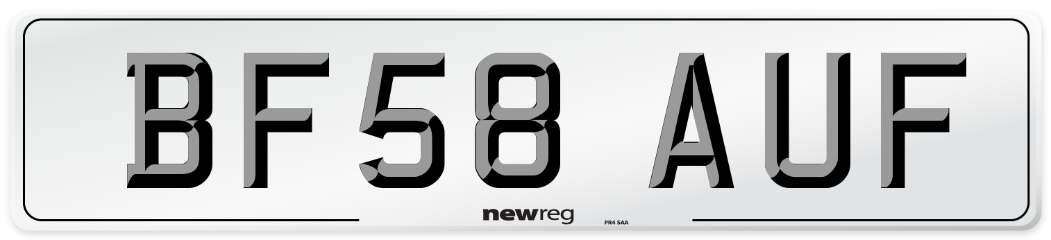 BF58 AUF Number Plate from New Reg